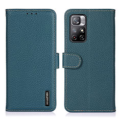 Leather Case Stands Flip Cover Holder B01H for Xiaomi Redmi Note 11S 5G Green