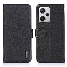Leather Case Stands Flip Cover Holder B01H for Xiaomi Redmi Note 12 Explorer Black