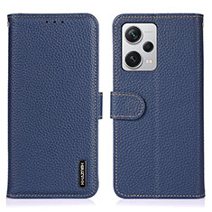 Leather Case Stands Flip Cover Holder B01H for Xiaomi Redmi Note 12 Pro+ Plus 5G Blue