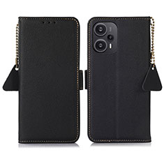 Leather Case Stands Flip Cover Holder B01H for Xiaomi Redmi Note 12 Turbo 5G Black