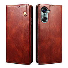 Leather Case Stands Flip Cover Holder B01S for Huawei Honor 60 Pro 5G Brown