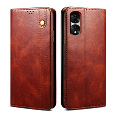 Leather Case Stands Flip Cover Holder B01S for Huawei Honor 70 Pro 5G Brown