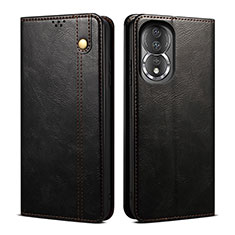 Leather Case Stands Flip Cover Holder B01S for Huawei Honor 80 5G Black