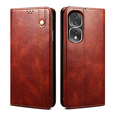 Leather Case Stands Flip Cover Holder B01S for Huawei Honor 80 Pro 5G Brown