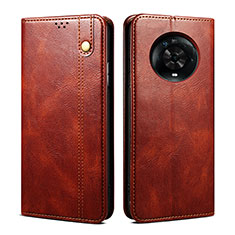 Leather Case Stands Flip Cover Holder B01S for Huawei Honor Magic4 5G Brown