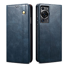 Leather Case Stands Flip Cover Holder B01S for Huawei P60 Blue