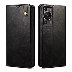 Leather Case Stands Flip Cover Holder B01S for Huawei P60 Pro Black