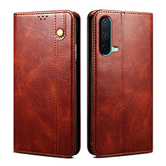 Leather Case Stands Flip Cover Holder B01S for OnePlus Nord CE 5G Brown