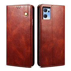 Leather Case Stands Flip Cover Holder B01S for Oppo Find X5 Lite 5G Brown