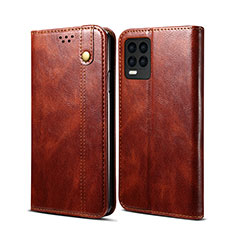 Leather Case Stands Flip Cover Holder B01S for Realme 8 4G Brown