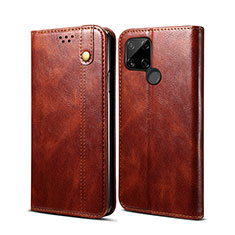 Leather Case Stands Flip Cover Holder B01S for Realme C21 Brown