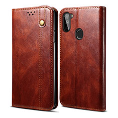 Leather Case Stands Flip Cover Holder B01S for Samsung Galaxy A11 Brown