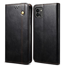 Leather Case Stands Flip Cover Holder B01S for Samsung Galaxy F42 5G Black