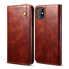 Leather Case Stands Flip Cover Holder B01S for Samsung Galaxy M31s Brown
