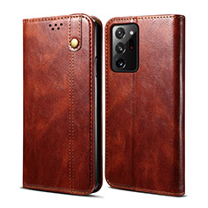 Leather Case Stands Flip Cover Holder B01S for Samsung Galaxy S20 Plus 5G Brown