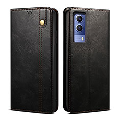 Leather Case Stands Flip Cover Holder B01S for Vivo iQOO Z5x 5G Black