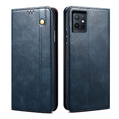 Leather Case Stands Flip Cover Holder B01S for Vivo iQOO Z6 5G Blue