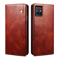 Leather Case Stands Flip Cover Holder B01S for Vivo iQOO Z6 5G Brown