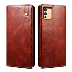 Leather Case Stands Flip Cover Holder B01S for Vivo V23 Pro 5G Brown