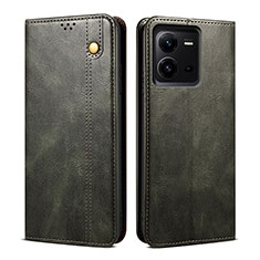 Leather Case Stands Flip Cover Holder B01S for Vivo V25e Green