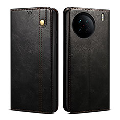 Leather Case Stands Flip Cover Holder B01S for Vivo X90 Pro 5G Black
