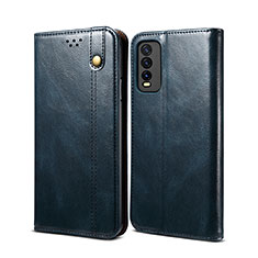 Leather Case Stands Flip Cover Holder B01S for Vivo Y12G Blue