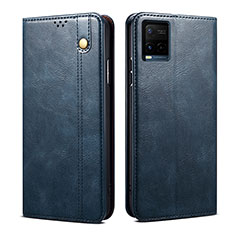 Leather Case Stands Flip Cover Holder B01S for Vivo Y21e Blue