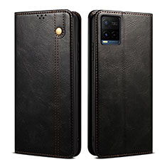 Leather Case Stands Flip Cover Holder B01S for Vivo Y33s Black