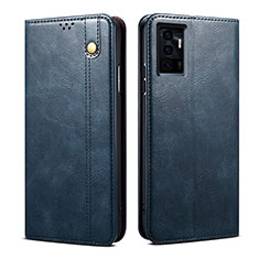 Leather Case Stands Flip Cover Holder B01S for Vivo Y75 4G Blue