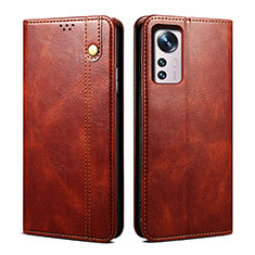 Leather Case Stands Flip Cover Holder B01S for Xiaomi Mi 12X 5G Brown