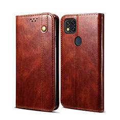 Leather Case Stands Flip Cover Holder B01S for Xiaomi POCO C31 Brown