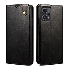 Leather Case Stands Flip Cover Holder B01S for Xiaomi Poco F5 5G Black