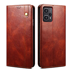 Leather Case Stands Flip Cover Holder B01S for Xiaomi Poco F5 5G Brown