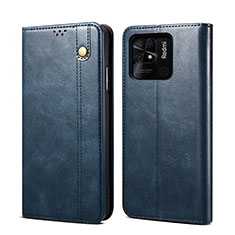 Leather Case Stands Flip Cover Holder B01S for Xiaomi Redmi 10 India Blue