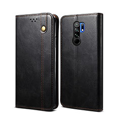 Leather Case Stands Flip Cover Holder B01S for Xiaomi Redmi 9 Black