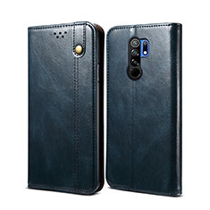 Leather Case Stands Flip Cover Holder B01S for Xiaomi Redmi 9 Blue