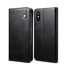 Leather Case Stands Flip Cover Holder B01S for Xiaomi Redmi 9A Black