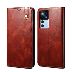 Leather Case Stands Flip Cover Holder B01S for Xiaomi Redmi K50 Ultra 5G Brown