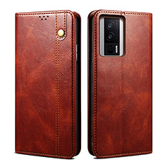 Leather Case Stands Flip Cover Holder B01S for Xiaomi Redmi K60 Pro 5G Brown