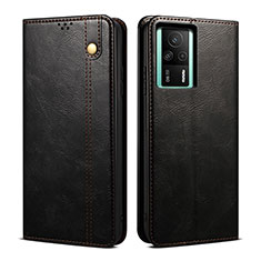 Leather Case Stands Flip Cover Holder B01S for Xiaomi Redmi K60E 5G Black