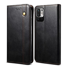 Leather Case Stands Flip Cover Holder B01S for Xiaomi Redmi Note 10 5G Black