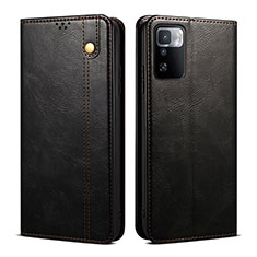 Leather Case Stands Flip Cover Holder B01S for Xiaomi Redmi Note 10 Pro 5G Black