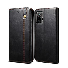 Leather Case Stands Flip Cover Holder B01S for Xiaomi Redmi Note 10 Pro Max Black