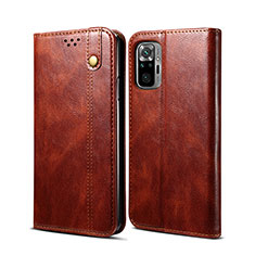 Leather Case Stands Flip Cover Holder B01S for Xiaomi Redmi Note 10 Pro Max Brown