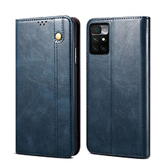 Leather Case Stands Flip Cover Holder B01S for Xiaomi Redmi Note 11 4G (2021) Blue