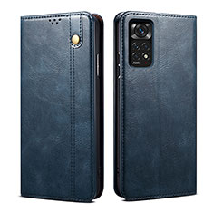 Leather Case Stands Flip Cover Holder B01S for Xiaomi Redmi Note 11 4G (2022) Blue