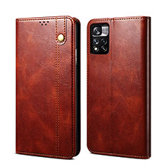 Leather Case Stands Flip Cover Holder B01S for Xiaomi Redmi Note 11 5G Brown