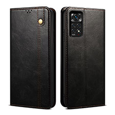 Leather Case Stands Flip Cover Holder B01S for Xiaomi Redmi Note 11 Pro 5G Black