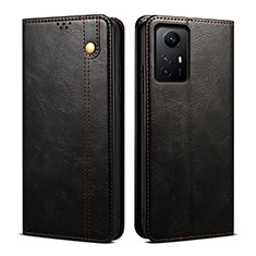 Leather Case Stands Flip Cover Holder B01S for Xiaomi Redmi Note 12S Black