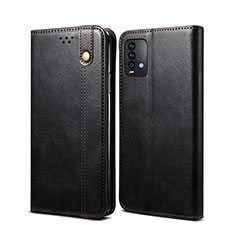 Leather Case Stands Flip Cover Holder B01S for Xiaomi Redmi Note 9 4G Black